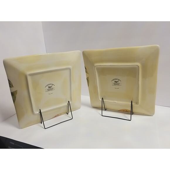Set of 2 Lemon Orchard by Pier 1 Hand Painted Large Square Dinner Plates 11"x15" - Picture 2 of 7